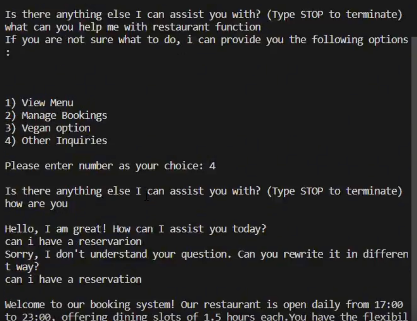 Restaurant Booking Chatbot